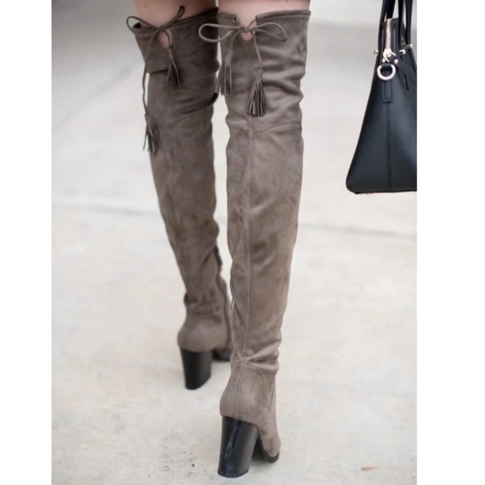 Marc Fisher Gray Suede Alinda Over the Knee Boots